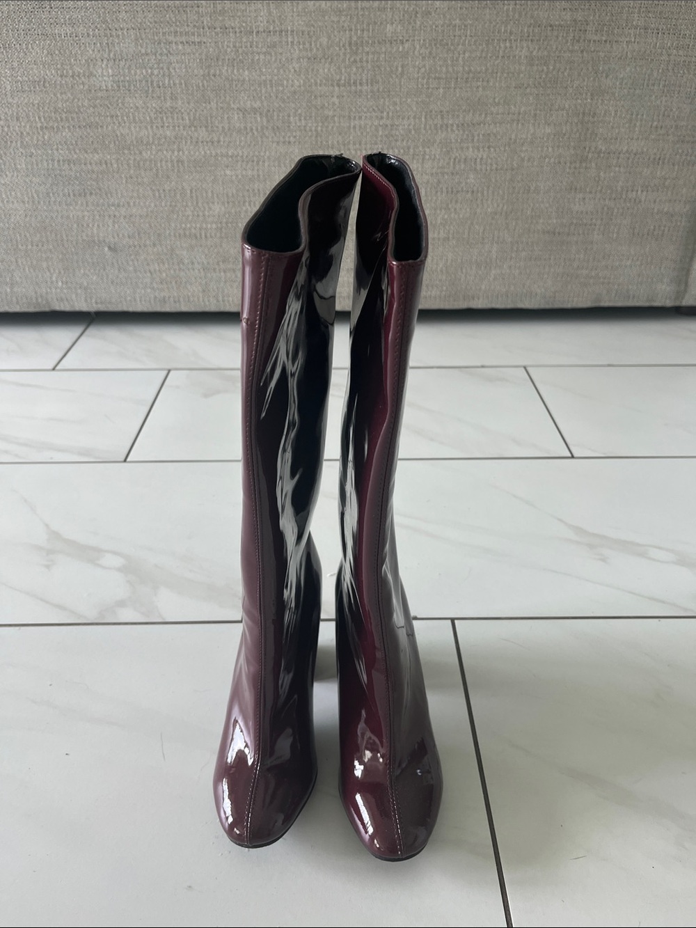 Patent Burgundy Knee-High Women's Boots